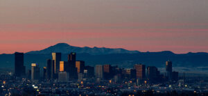  A photo of the Denver Skyline at sunrise